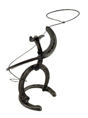 St. Croix Forge Sculpture Cowboy Ranch Roping Lasso Rustic Welded Horseshoe Art
